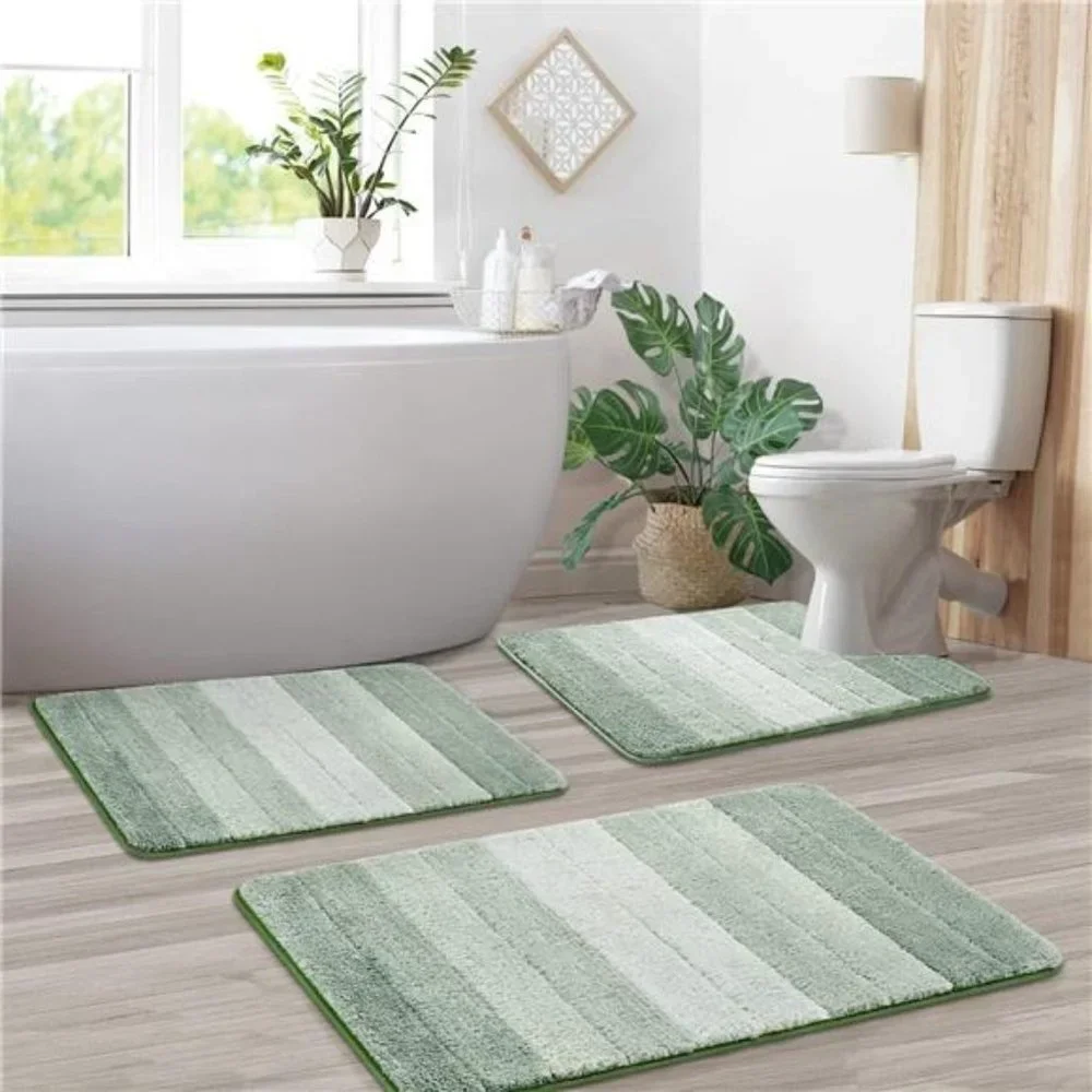 3 Pcs Ombre Bathroom Rugs Set with U-Shaped Mat,Non Slip,Quick Drying,Ultra Soft